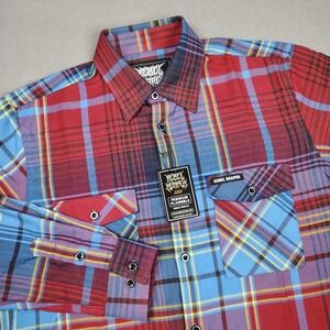 Rebel Reaper Flannel Shirt Men Small Medium Red Blue Biker Workwear (NOT DIXXON)